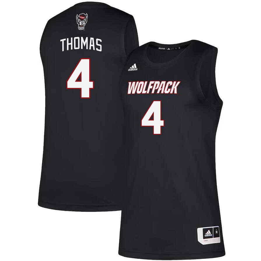 Men #4 LJ Thomas NC State Wolfpack College Basketball Jerseys Stitched Sale-Black